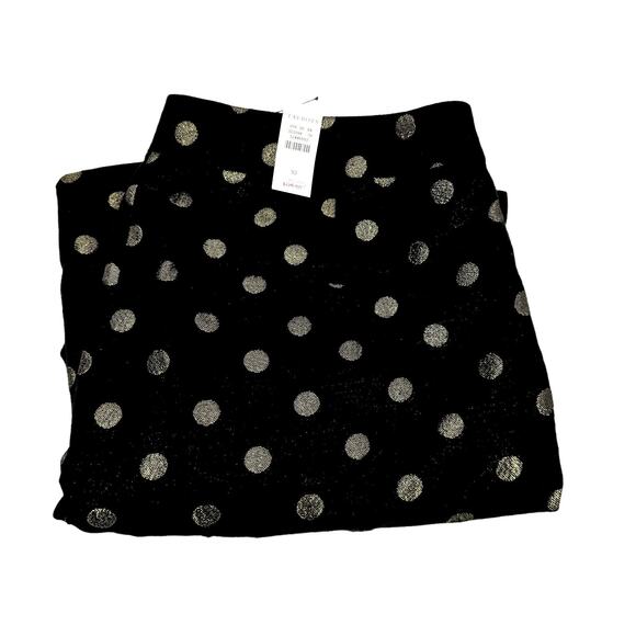 Talbots Pants Womens 10 Black Gold Metallic Polka Dots Side Zip Ankle Lined NEW - Picture 1 of 9